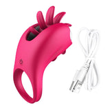 New Arrival Rotation Oral Tongue Licking Penis Vibrating Ring G-spot Massager