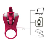 New Arrival Rotation Oral Tongue Licking Penis Vibrating Ring G-spot Massager