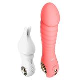 Leten - Fairy Realistic Magnetic Rechargeable Thrusting Vibrator with White Rabbit Massager (Pink)